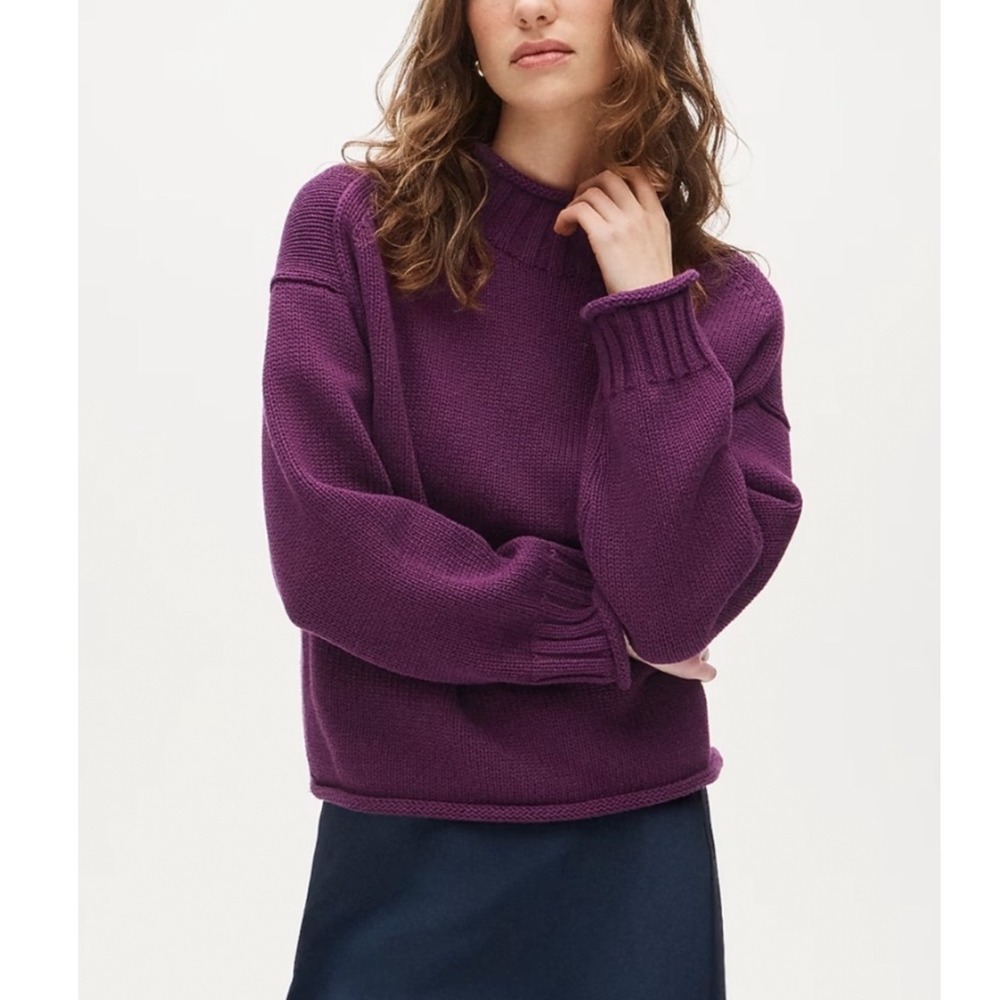 J CREW 2025 Rollneck sweater sun-dried raisin purple XL NWT